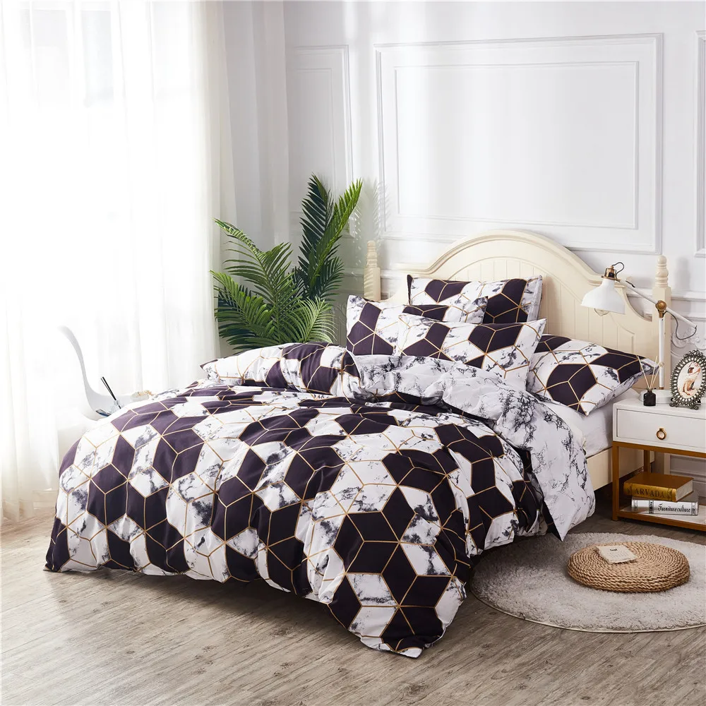 Marble Texture Bedding Sets King Size Duvet Cover Set Queen High