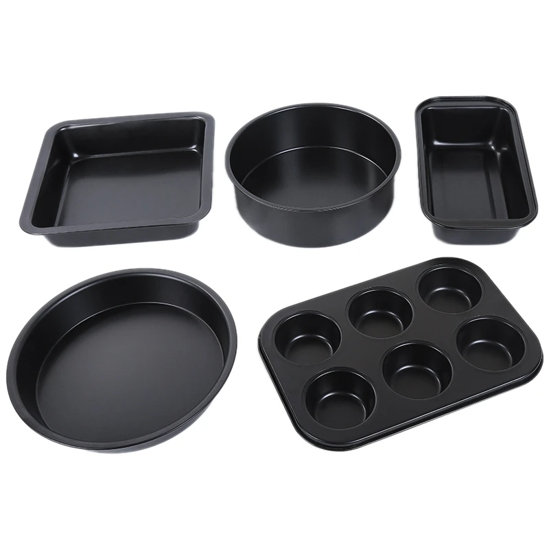 

5 Pack Carbon Steel Nonstick Bakeware Baking Tray Set Cake Pan Set Nonstick Baking Cake Pans