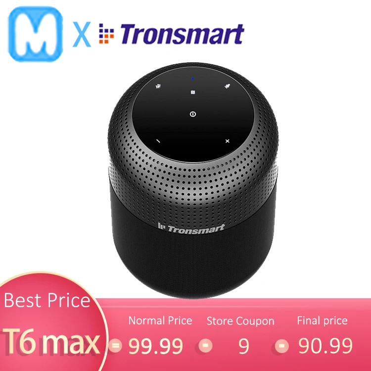 

Tronsmart T6 Max NFC 60W Bluetooth Speaker Black with google assistant TWS 360 stereo sound Deep Bass home theater column