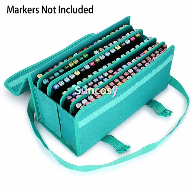 BTSKY Multifunction Marker Case - Zippered Canvas Pen Bag Pencil Case  Stationary Storage for 80 Markers, Black (NO Compartments Inside)