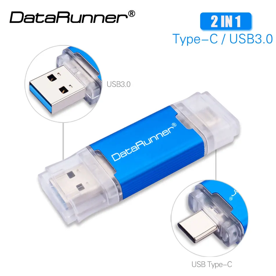 Новый USB флеш накопитель DataRunner 3 0 флэш 512 ГБ 256 128 64 32 флешка OTG для Android/ПК|USB