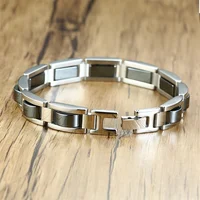 Exquisite Black Gallstone Stainless Steel Simple Fashion Bracelet For Men Energy Bracelet Bangles Good For Banquet As Men's Gift 2