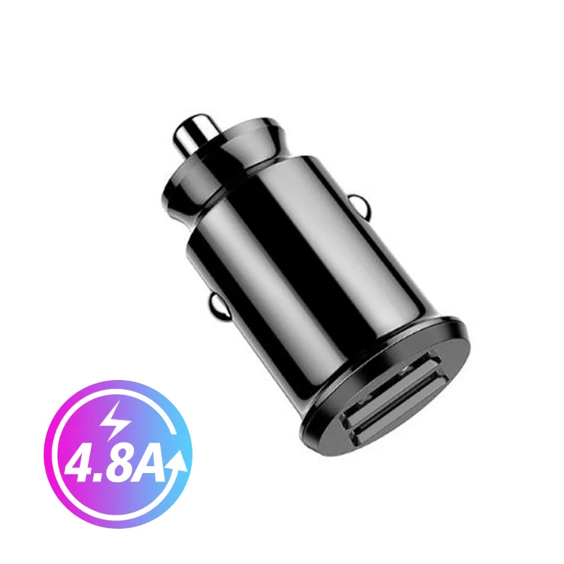 FONKEN устройство для автомобиля с двумя портами Usb Зарядное устройство Mini 2 Порты и разъёмы Автомобильный держатель для телефона на Зарядное устройство 24 Вт Быстрое зарядное устройство для смартфона микро Тип док-станция с Usb планшетный адаптер - Тип штекера: Black 4.8A Adapter