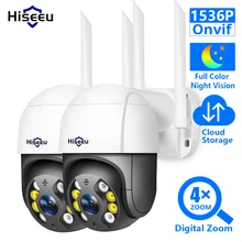 Hiseeu 3mp câmera ip wi fi sem fio ao ar livre visão noturna de cor cheia 2mp ptz ip câmera de rede áudio onvif cctv vigilância