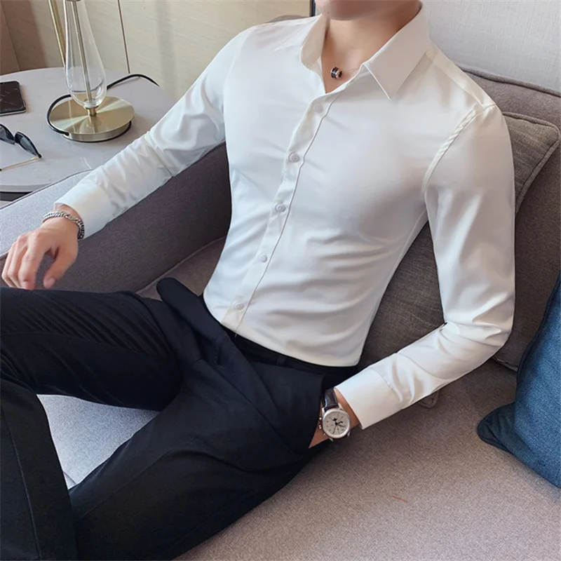 Men Dress Shirt Autumn Long Sleeve Solid Business Slim Fit Shirts Homme Dress Social Casual Shirt 10 Colors long sleeve shirt,men casual shirt