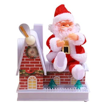 

New Electric Santa Claus Music Doll Toy With Cool Light Windmill Holiday Figurine Ornament Children Gift Christmas Home Decor