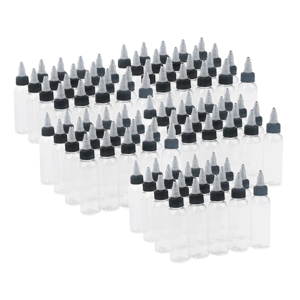 100pcs Empty Liquid Squeeze Bottle With  Top Cap Tip Applicators 30ml