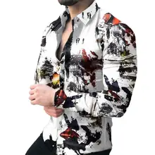 

Chic Office Shirt Wear Resistant Youthful Tree Print Trendy Office Shirt Men Shirt Autumn Shirt