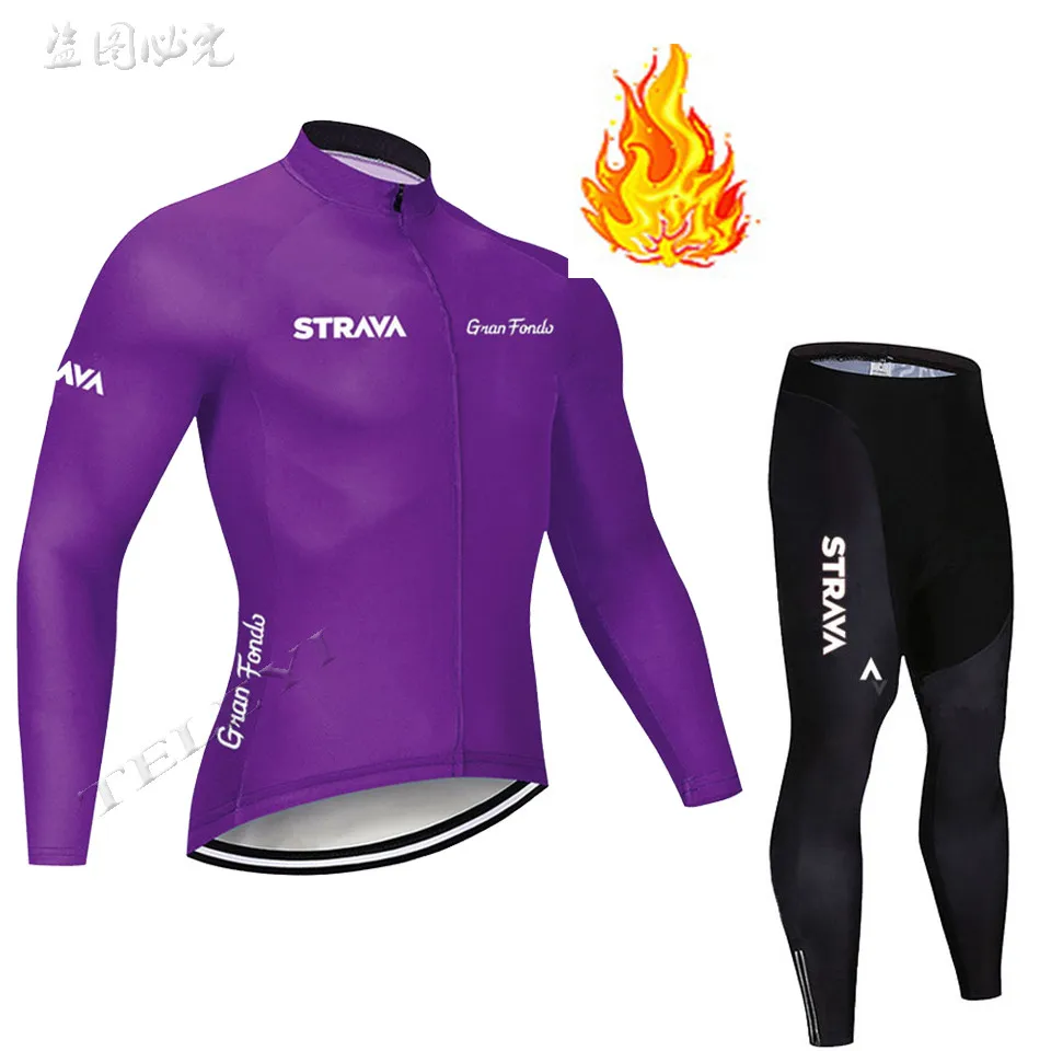 STRAVA зима термо флис Велоспорт Джерси Ropa Ciclismo Mtb с длинным рукавом Одежда для велосипеда Maillot Biciclet