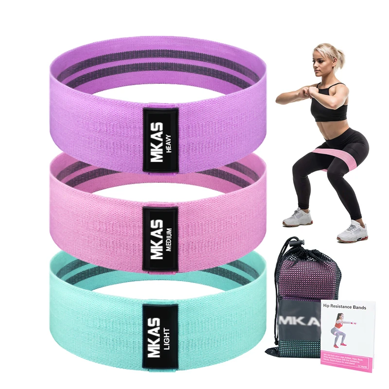 Hip Band Set of 3 for Booty Strength and Stretching Butt FIT-I-M Fabric Exercise Resistance Bands for Legs Glute Workout Hip 
