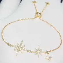925 пробы с украшениями в виде серебристых Кристаллов Star Шарм браслет новая мода cz Циркон Счастливая звезда браслет роковой женщины Монако, ювелирные изделия