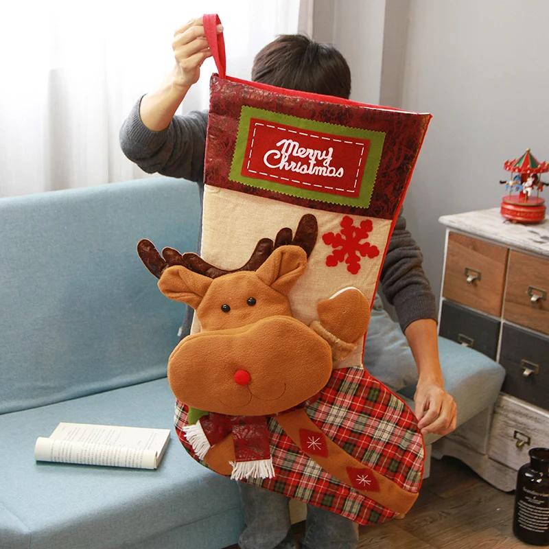 

Oversized Santa Claus Elk Christmas Stocking Gift Candy Bag Party Supplies School The Mall Window Decoration