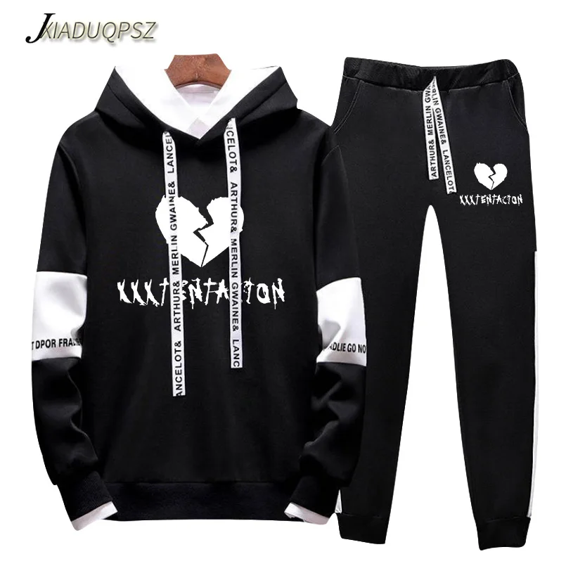 

2019 Autumn/Winter XXXTentacion Revenge Kill Hip Hop Hoodies Sweatshirts And Sweatpants Men Two Piece Set Hooded Suit Velvet