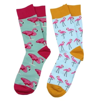 

men's Soft Cotton Flamingo Middle Crew Socks chaussette homme sokken