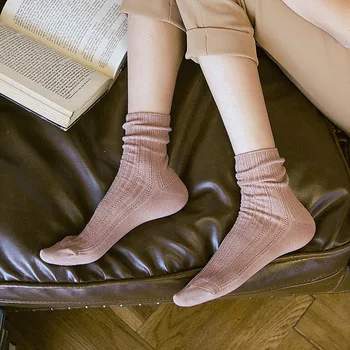 

Casual Socks Autumn Winter Warm Thick High Socks Women Female Retro Solid Knitting Long Loose Sock