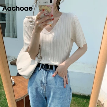 

Women V Neck Solid Casual T Shirt Striped Half Sleeve Basic Ladies Tops Summer Office Wear Female Tshirt Female Ropa De Mujer