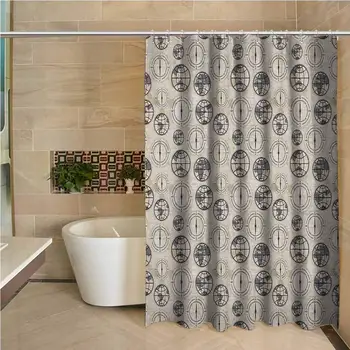 

Compass Professional Shower Curtain World Map Pattern with Aged Background Maritime Symbols Directions Continents Decorative
