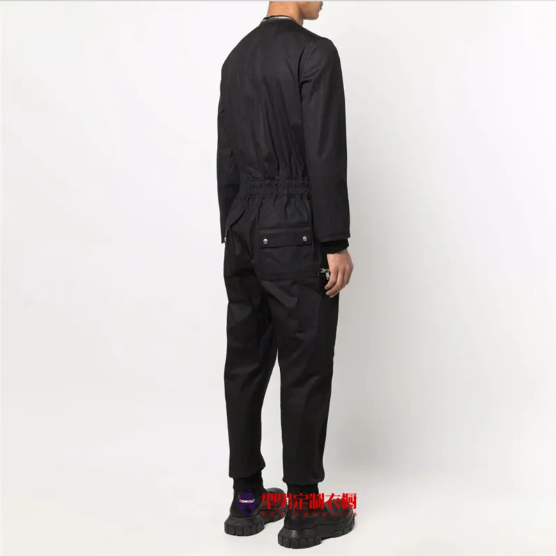 Spring Autumn Men Casual One-Piece Pants S-6XL Oversized Loose Versatile Long-Sleeve Cargo Jumpsuit