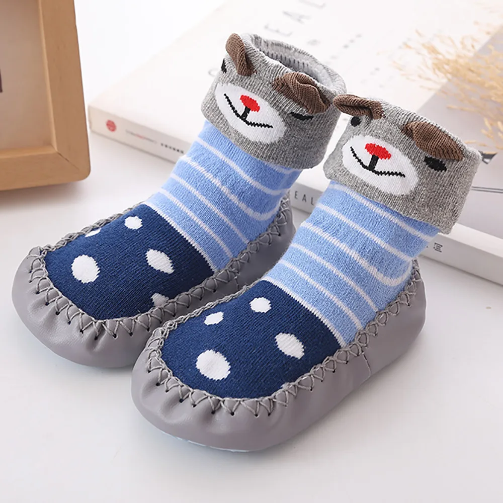 Зимние носки для новорожденных мальчиков и девочек, носки для младенцев, Нескользящие хлопковые толстые теплые мягкие носки для малышей 0-24 месяцев