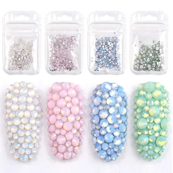 

1 Pack Colorful Opal Crystal Glass Nail Art Rhinestones Mix Size SS4-SS20 3D Charm Shiny FlatBack Strass DIY Nail Accessories