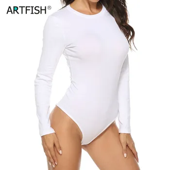 

Autumn Street Casual Bodysuits Women Skinny Long Sleeve Outfits Black White Rompers 2019 O-Neck Bodycon Cotton Bodysuit GV157