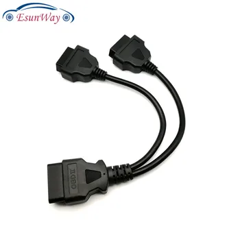 

20pcc/lot! 16 pin OBD2 OBD II Splitter Extension Y Cable Male to Dual Female J1962 Conntector Cable with High Quality