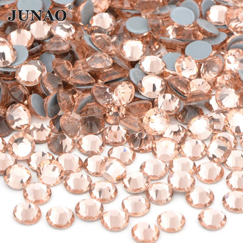 JUNAO SS 6 10 16 20 30 Wholesale AB Crystals Hot Fix Glass Rhinestone Flatback Iron On Strass In Bulk Hotfix Crystal Stones