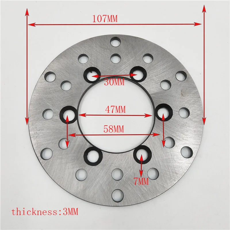 

6 Mounting Hole 107mm 4 Wheel ATV Motorcycle Front Brake Calipers Under The Pump Disc Brake For 50cc 110cc