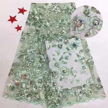 

African big sequins 3D Tulle Lace Fabric 2019 African French Lace Fabric High Quality Nigerian Embroidery Tulle French Lace