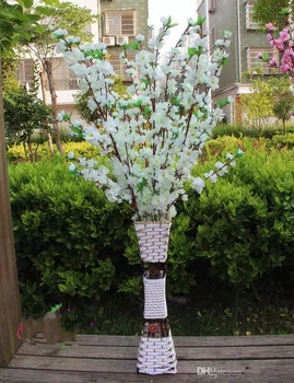 

120CM Home Artificial Cherry Spring Plum Peach Blossom Branch Silk Flower Tree Party Decor 4A