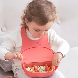 New Food Grade Silicon Waterproof Adjustable Portable Baby Bibs Box Solid Food Self Feeding for Toddler Infant Kid Children Gift