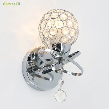 

OREAB 3w Bedroom Crystal Wall Light Lamp Bedside Wall Lights Modern Wall Sconce Lighting With Crystal Ball Decoration Warm White