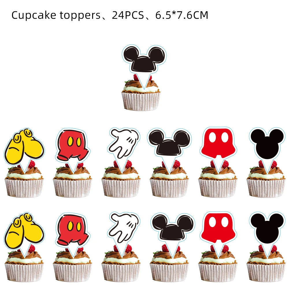 1Set Red Mickey Mouse Theme Disposable Paper Cups Plates Flexible Straws Baby Shower Kid Birthday Napkin Decoration Supplies