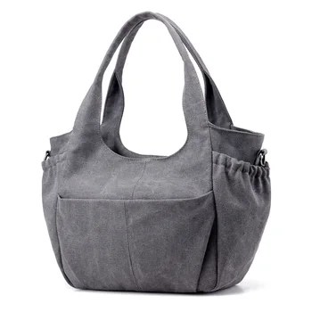 

New Style Women's Solid Color Retro Canvas Shoulder Large Capacity Hand Over-the-shoulder Bag