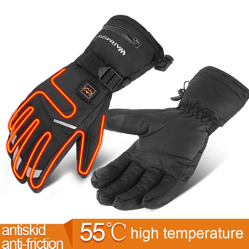 1 Pair Winter Electric Thermal Gloves Waterproof Heated Gloves Battery Powered Touch Screen Ski Motorcycle Snow Mitten Glove