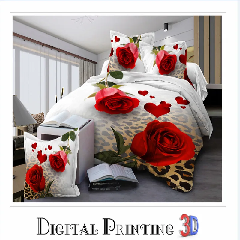

2018 Europe And America Hot Selling 3D Double 3 Pieces Four-piece Set Reactive Printing And Dyeing Bedding Article 3D Bedding