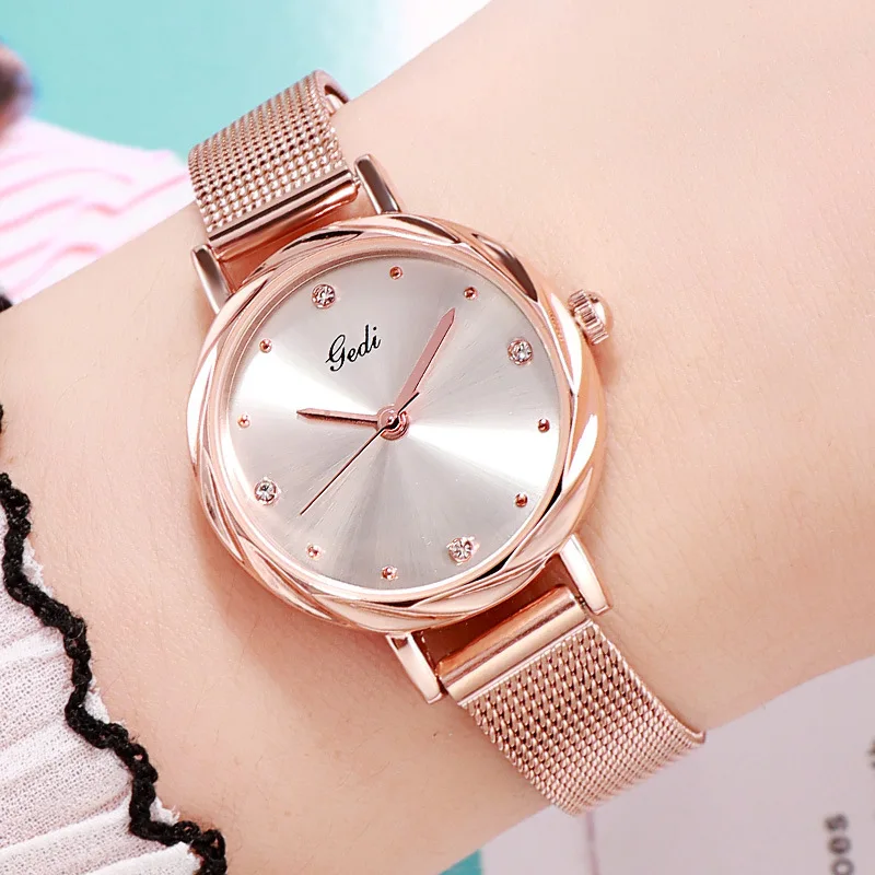 

Hot Sale Rose Gold Women Watches Mesh Stainless Steel Top Luxury Casual Student Quartz Watch Women Lady Wristwatch Reloj Mujer