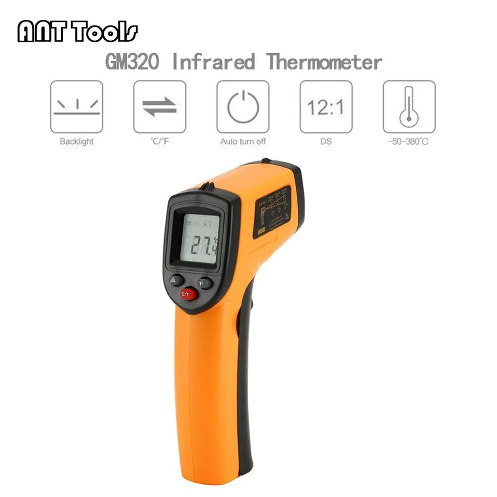 Digital Infrared Thermometer Gun -50℃~380℃ Non-Contact IR Laser Point Thermal Imaging Temperature Handheld Pyrometer | Инструменты