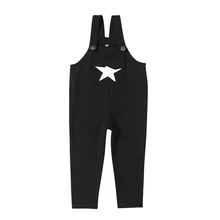 Г. Детские нагрудники для маленьких мальчиков и девочек, летние однотонные черные штаны на подтяжках со звездами, мягкий хлопковый комбинезон для От 1 до 4 лет