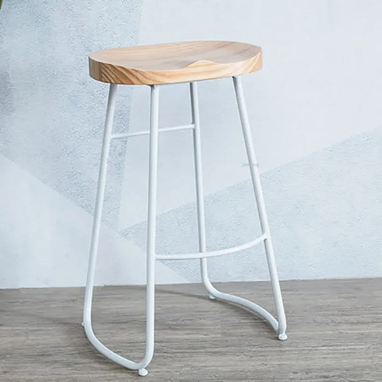 Твердый деревянный скандинавский обеденный стул барный стул современный минималистичный барный стул домашние креативные барные стулья модный высокий стул барные стулья - Цвет: Type A