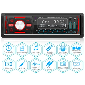 

SWM M4 Bluetooth Autoradio 1DIN In-Dash Car Radio USB AUX FM AM RDS DAB DAB+ Radio Receiver Stereo Audio Multimedia MP3 Player