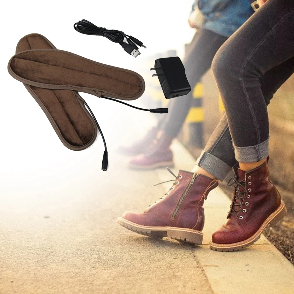 

1 Pair Soft Shoes Pad Solid Sports Insoles Washable Foot Warmer Electric Heated Energy Saving Winter USB Charging Outdoor
