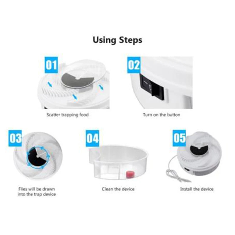

Smart Electric Fly Trap with Trapping Fertilizer Pest Zappers- White USB Cable