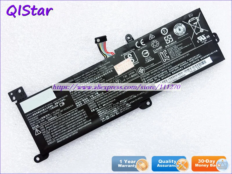 

QISTAR 7.6V 3910mAh Genuine L16C2PB2 L16L2PB2 Laptop Battery For Lenovo Ideapad 330-15IKB 330-17IKB Notebook computer