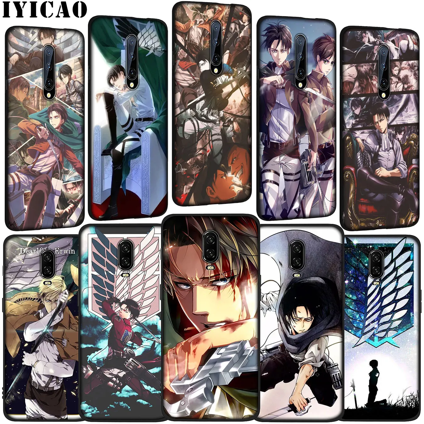 IYICAO Attack On Titan Levi Soft Silicone TPU Black Phone Case for OnePlus 7T 7 Pro 6T 6 5T 5 One Plus 7Pro Cover |