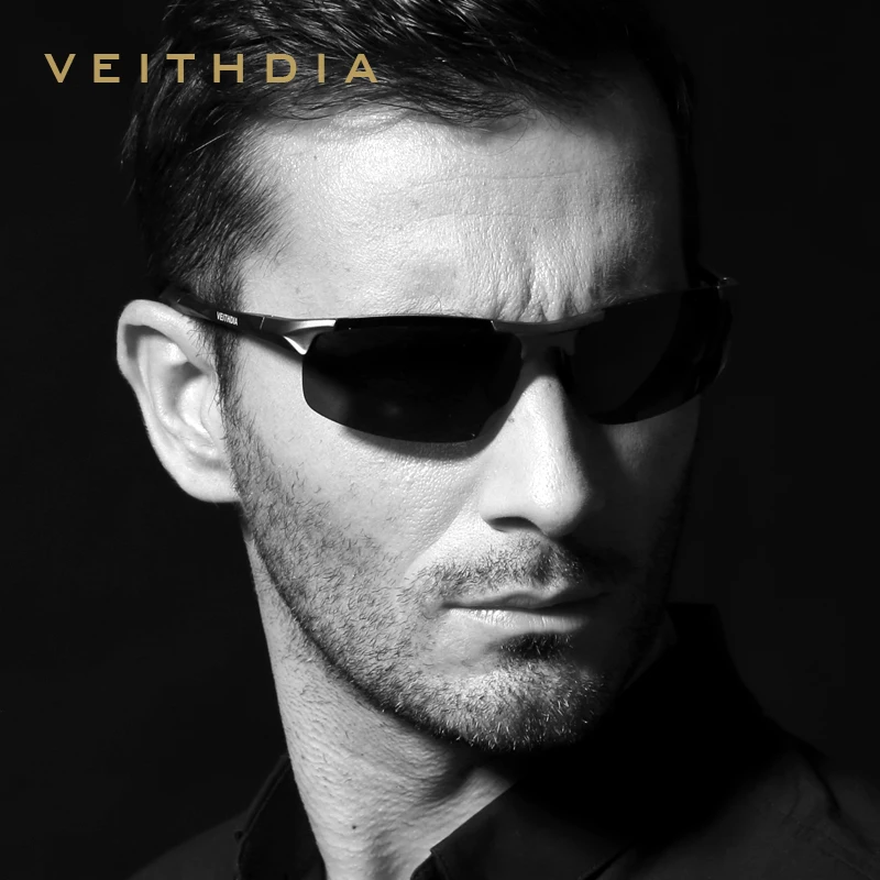Koop VEITHDIA Mode Gepolariseerde Zonnebril Mannen Luxe Merk Designer Vintage Rijden Zonnebril Voor Mannen UV400 V6518
