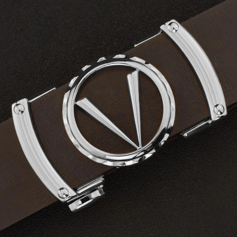 Fashion V letter Black genuine leather designer belts men HighQuality Cowskin Waist Strap Casual Automatic buckle ceinture homme