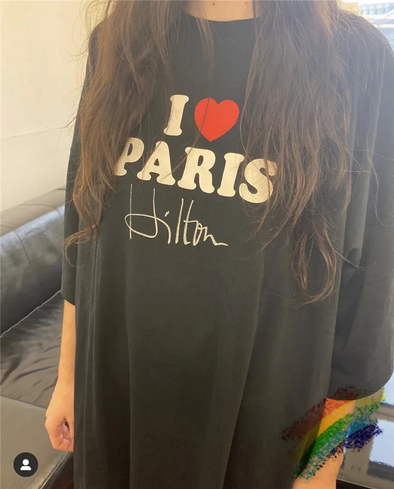 Футболка с надписью I Love Paris для мужчин и женщин стильная тенниска оверсайз в