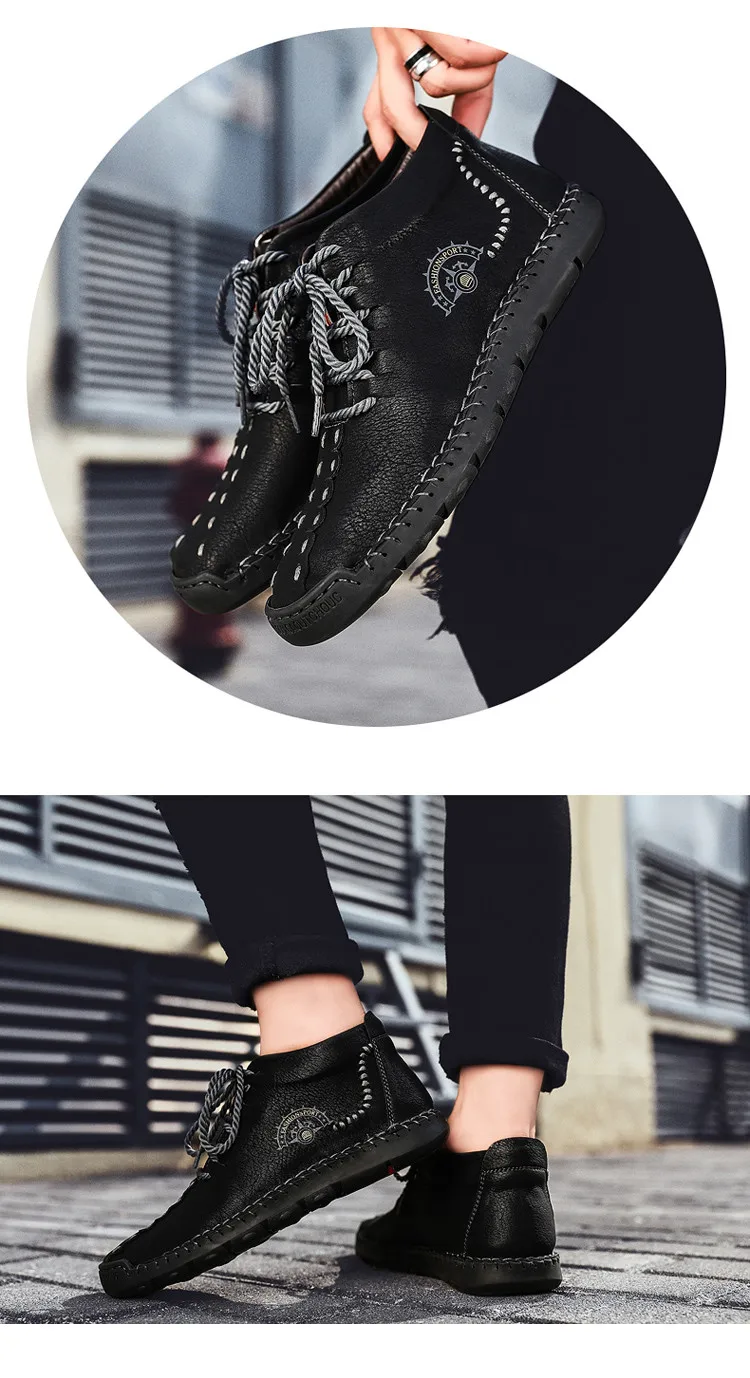 Зимние мужские зимние ботинки; Качественная повседневная мужская обувь из спилка; теплые ботинки на меху на шнуровке размера плюс 48; botas hombre; 6018m
