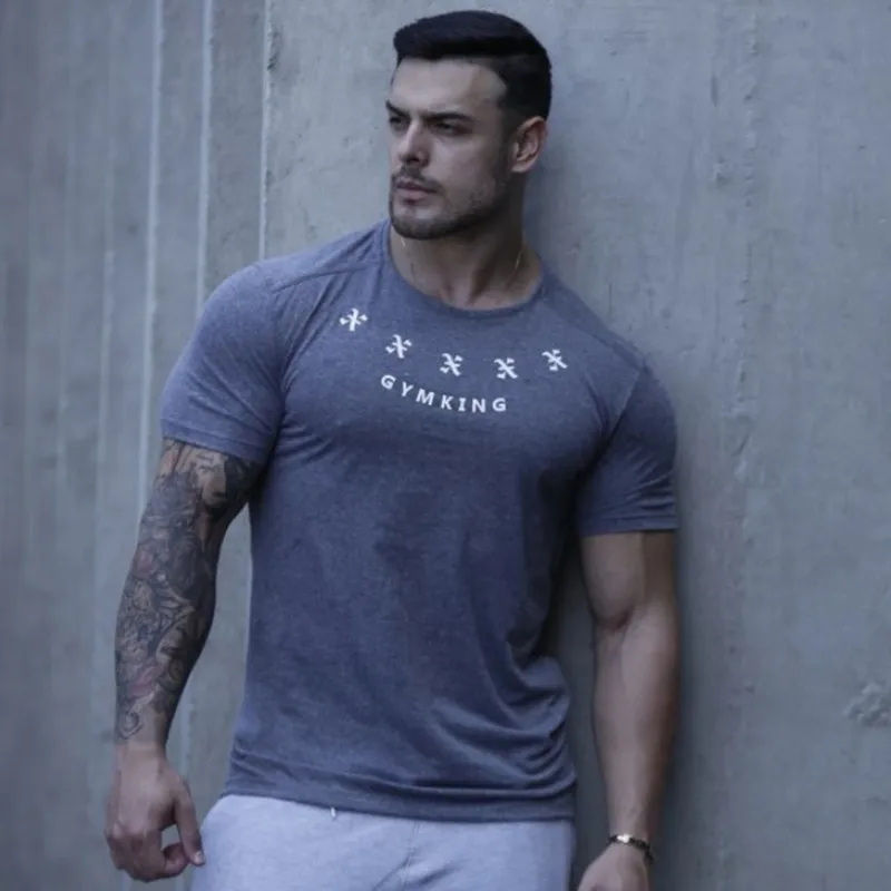 shirt 2021 New Summer gym T-shirt large-type brand T-shirt Man shirt Bodybuilding Fitness quick-drying Short Sleeve Running T-shirt funny shirts for men